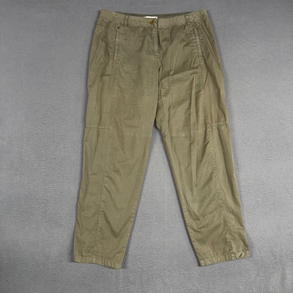 Chicos Pants Womens 1.5 / 10 Green Straight Leg Cotton Stretch Casual Utility